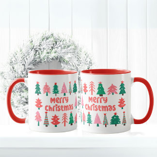 Merry Christmas Mug with cute Christmas Trees