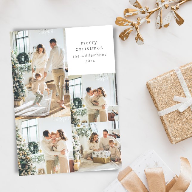 Merry Christmas Multi Photo Collage Custom Message Holiday Card (Creator Uploaded)