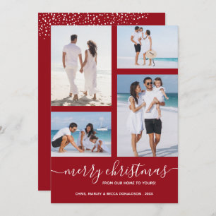 Merry Christmas Multi Photo Cranberry Holiday Card
