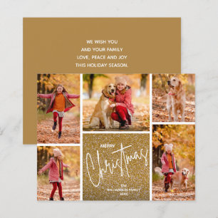 Merry Christmas Multi Photo Gold Budget Cards