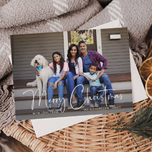 Merry Christmas   Multi Photo Simple Script Holiday Card