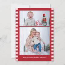 Merry Christmas Multi-Photo Striped Red Colour