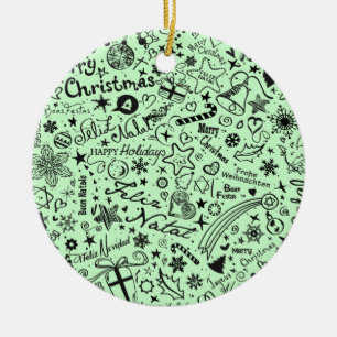 Merry Christmas Multiple Languages Ceramic Tree Decoration