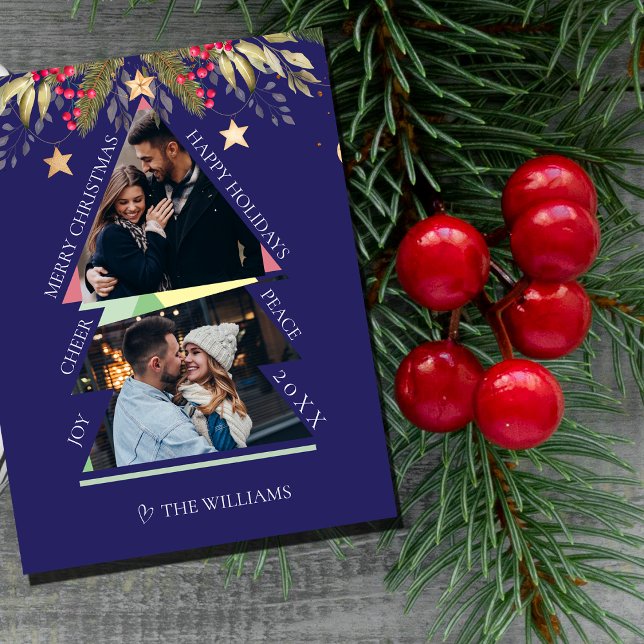 Merry Christmas Multiple Photo Tree Holiday Card (Merry Christmas Multiple Photo Tree Holiday Card)
