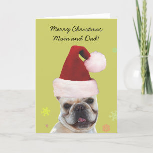 Merry christmas mum and dad french bulldog card