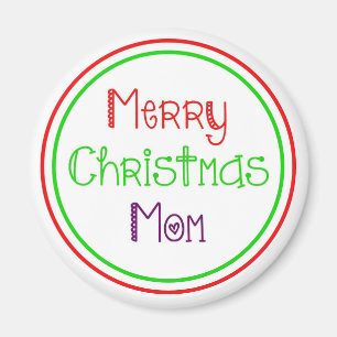 Merry Christmas Mum Colourful Gift Magnet