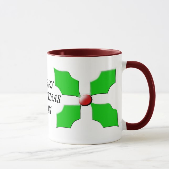 Merry Christmas Mum Custom Holly Mug (Right)