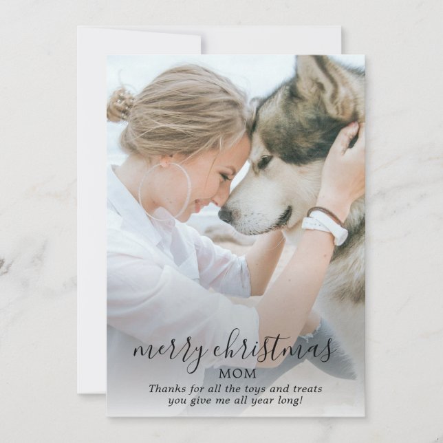 Merry Christmas Mum Dog Photo Holiday Card (Front)