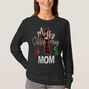 Merry Christmas Mum God Cross Christian Red Plaid T-Shirt