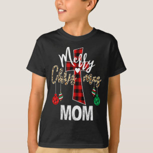 Merry Christmas Mum God Cross Christian Red Plaid  T-Shirt