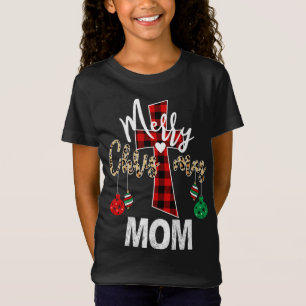 Merry Christmas Mum God Cross Christian Red Plaid T-Shirt