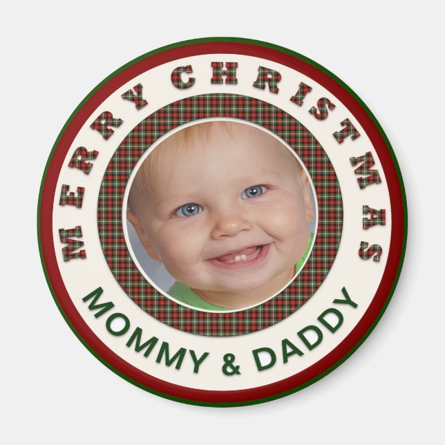 Merry Christmas Mummy and Daddy Custom  Photo Magnet (Front)