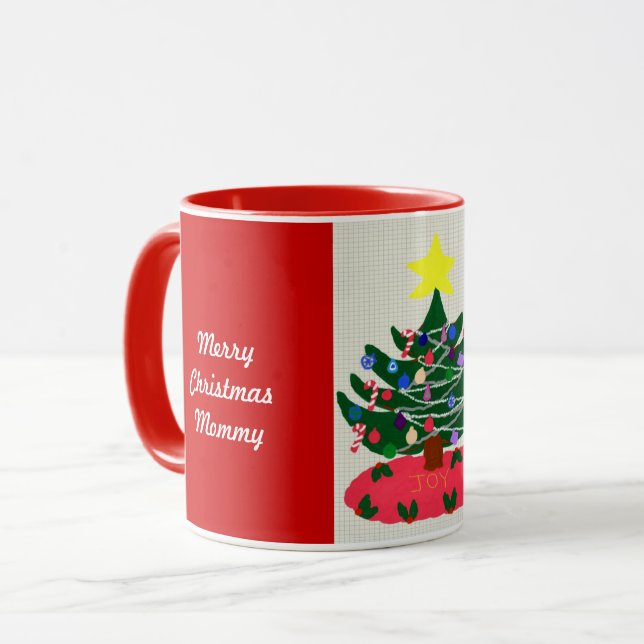 Merry Christmas Mummy Decorated Tree Mug (Front Left)