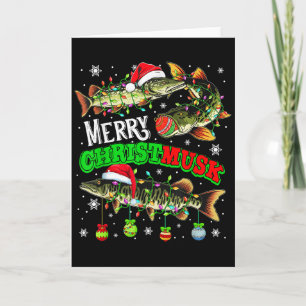 Merry Christmas Musky Three Santa Muskies Fisher F Card