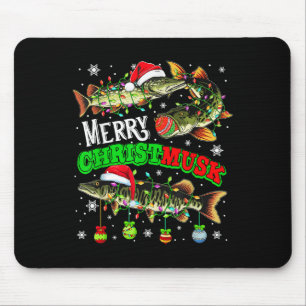 Merry Christmas Musky Three Santa Muskies Fisher F Mouse Mat