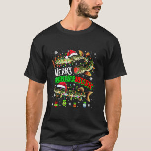 Merry Christmas Musky Three Santa Muskies Fisher F T-Shirt