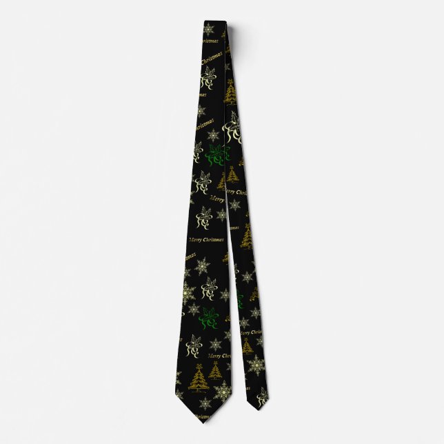 merry christmas muster in schwarz und gold tie (Front)