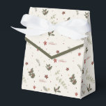 Merry Christmas Muted Holly Foliage Holiday Favour Box<br><div class="desc">Holly,  poinsettias and winter foliage elements in muted holiday colours over a cream-coloured background. "Merry Christmas" header. Please reach out with any comments or for customisation assistance. Always happy to help!</div>