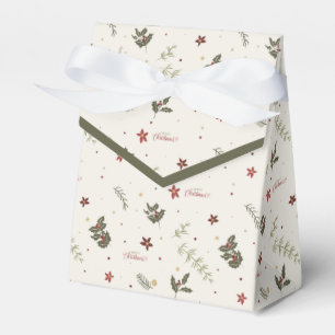 Merry Christmas Muted Holly Foliage Holiday Favour Box