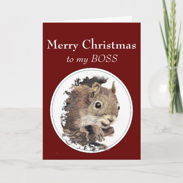 Merry Christmas My Boss In Spite of the Nuts! Holiday Card (Front)