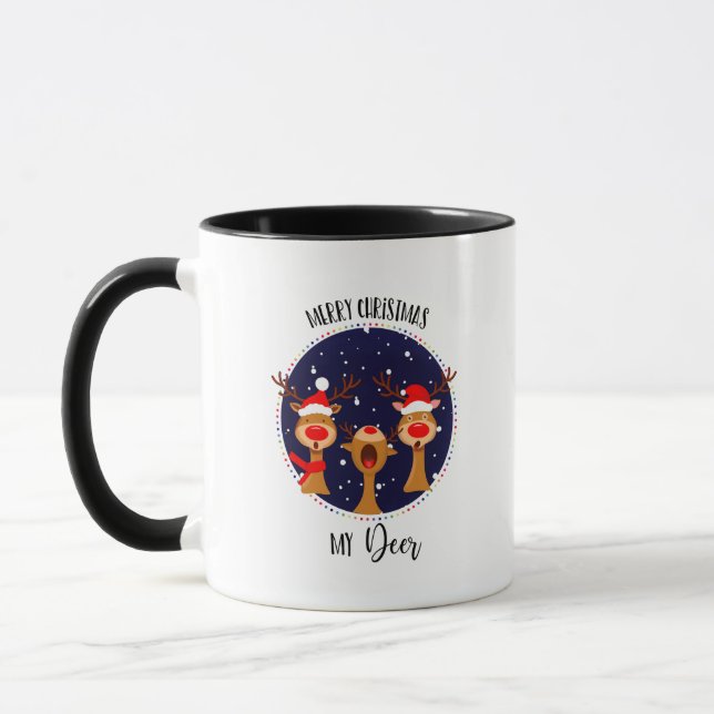 Merry Christmas my deer reindeer card friend lover Mug (Left)