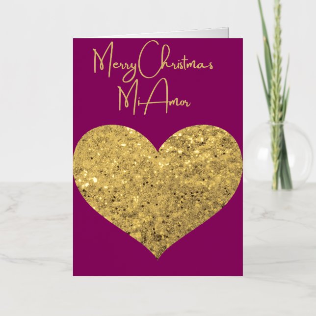 Merry Christmas My Love foiled heart Foil Greeting Card (Front)