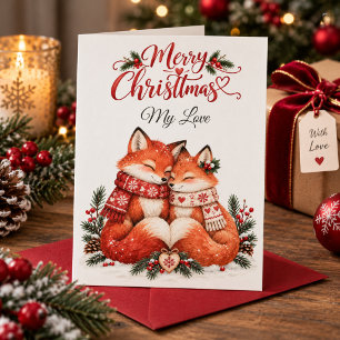 Merry Christmas My Love Romantic Scandinavian Fox Holiday Card