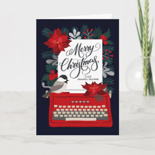 Merry Christmas My Teacher Vintage Typewriter Card