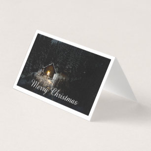 Merry Christmas Mystic Cabin Deep Woods
