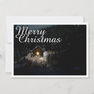 Merry Christmas Mystic Cabin Deep Woods