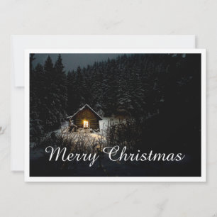 Merry Christmas Mystic Cabin Deep Woods
