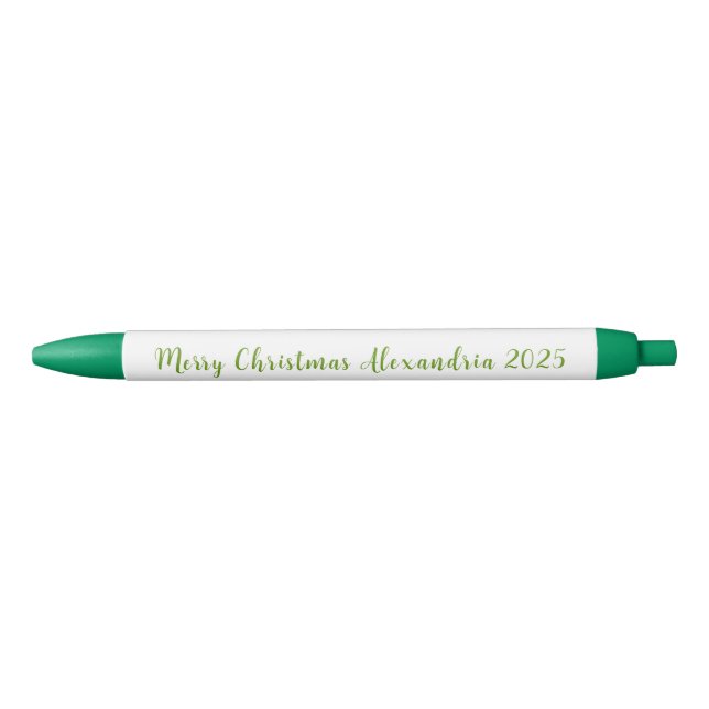 Merry Christmas Name 2025 in Green Black Ink Pen (Front)
