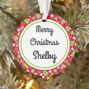 Merry Christmas Name Reversible Retro Ornament