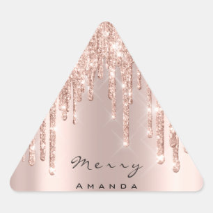 Merry Christmas Name Rose Glitter Spark Traingle Triangle Sticker