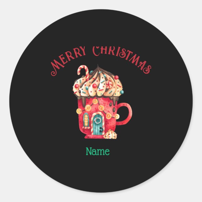 Merry Christmas Name Sweets House Youth Xs Xl  Classic Round Sticker (Front)