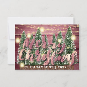 Merry Christmas Name Trees Wood Lights Cottage Invitation