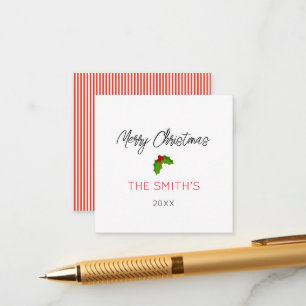 Merry Christmas Name Year Festive Holiday Text Enclosure Card