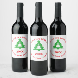 Merry Christmas Names  Wine Label