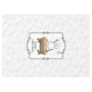Merry Christmas Nativity Baby Jesus Snowman Tablecloth