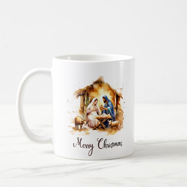 Merry Christmas Nativity Coffee Mug (Left)