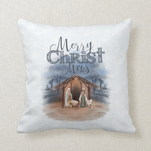 Merry Christmas Nativity Cushion