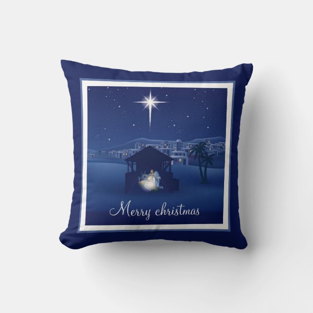 Merry Christmas Nativity Cushion (Front)