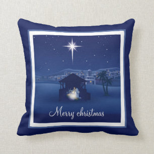 Merry Christmas Nativity Cushion