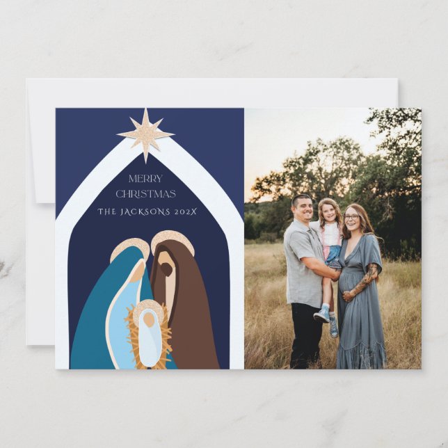 Merry Christmas Nativity Design Holiday Card (Front)