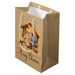 Merry Christmas Nativity Medium Gift Bag