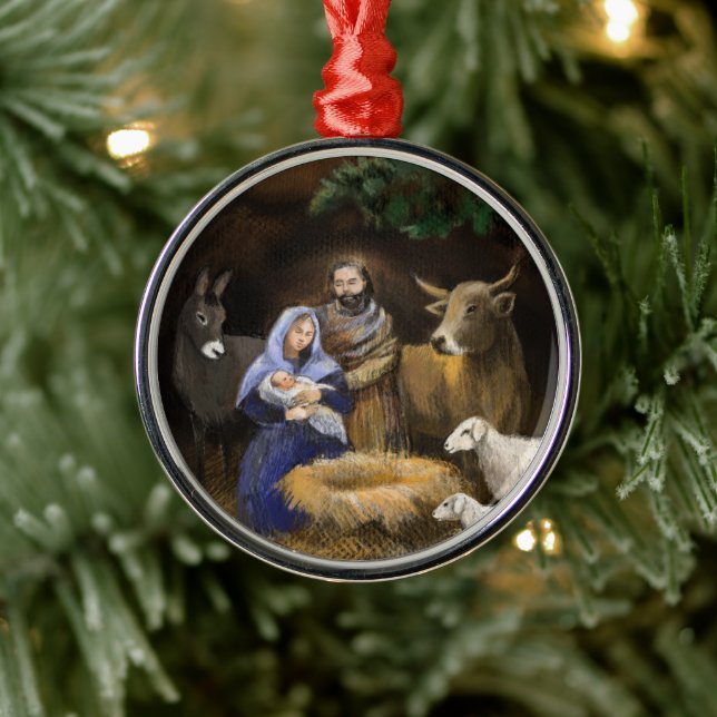 Merry Christmas nativity Metal Tree Decoration (Tree)
