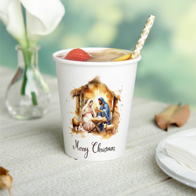 Merry Christmas Nativity Paper Cups (Insitu)