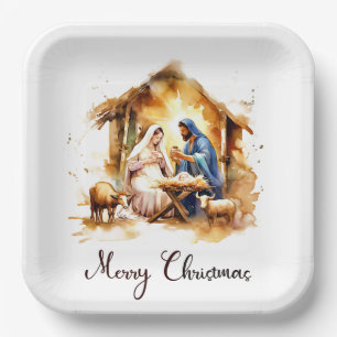 Merry Christmas Nativity Paper Plate