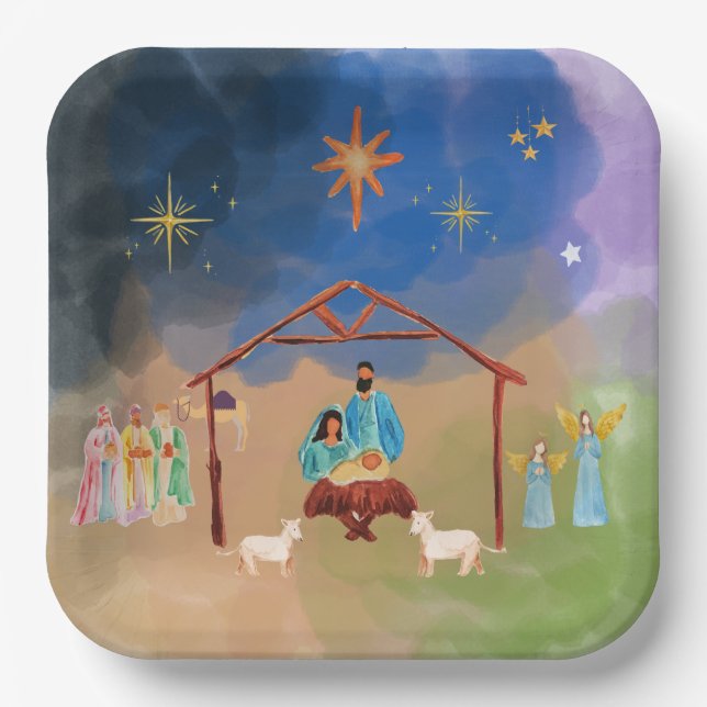 MERRY CHRISTMAS NATIVITY PLATES (Front)