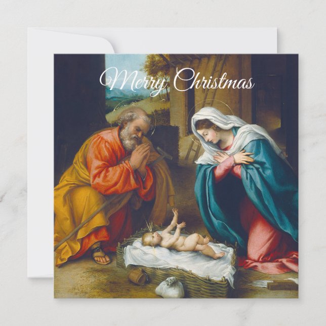Merry Christmas Nativity Scene Card (Front)